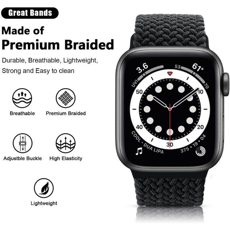 Cnagain braided solo loop cho apple watch 49mm 45mm 41mm 44mm 40mm 42mm 38mm, dây đeo nylon dệt đàn hồi thể thao cho iwatch series 8 7 6 5 4 3 2 1 se phụ kiện đồng hồ siêu thông minh