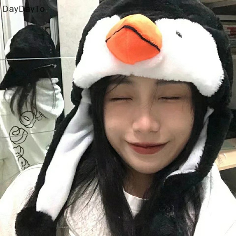 Daydayto phim hoạt hình động vật chim cánh cụt linh vật sang trọng ấm áp mũ ấm 1pc.