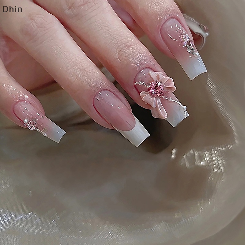 [dhin] 10 cái 3d resin bowknot nail ch kim cương hồng ruy băng nơ rhinestone bộ phận trang sức làm móng trang trí diiy salon phụ kiện quà tặng cod