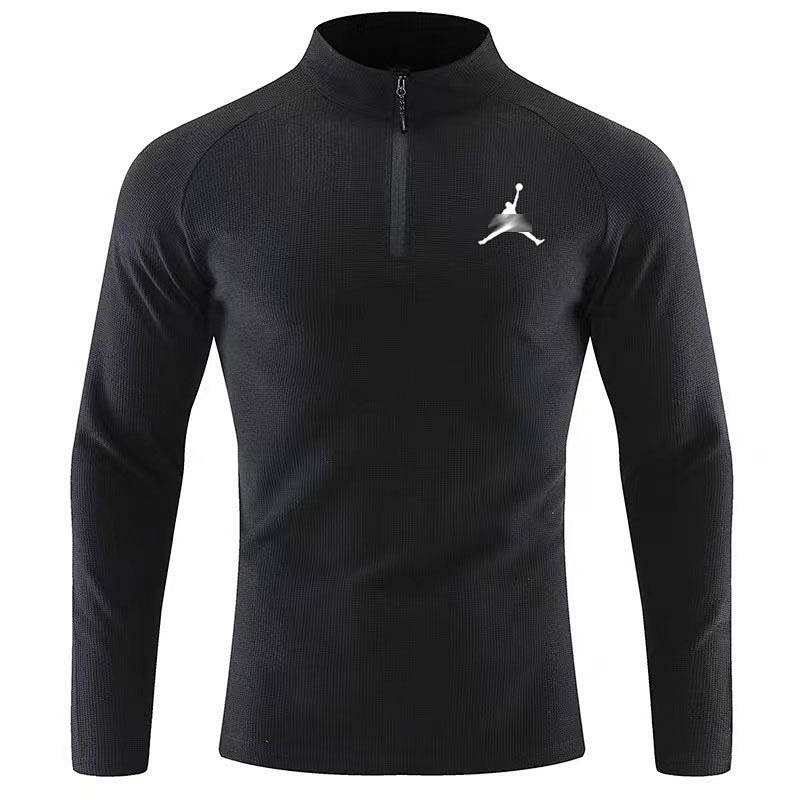Sports Long-Sleeved T-shirt Men's Running Fitness Football Training Suit Breathable Stand Collar Half Zip Tight Quick-Drying Top IvOw