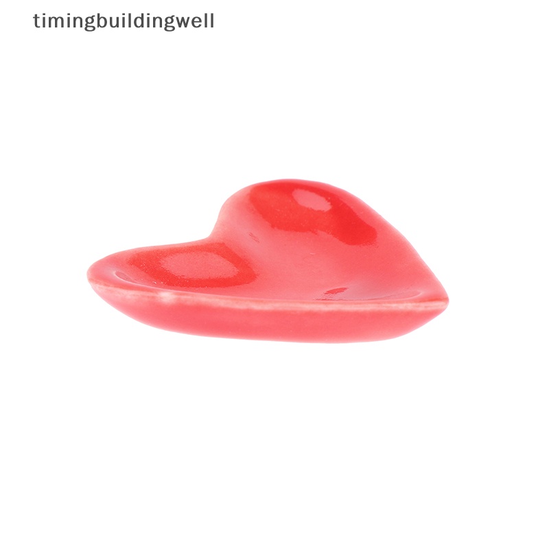 Twvn 4 cái / bộ doll house mini kitchen cutlery ceramic heart-shaped plate tableware set qdd