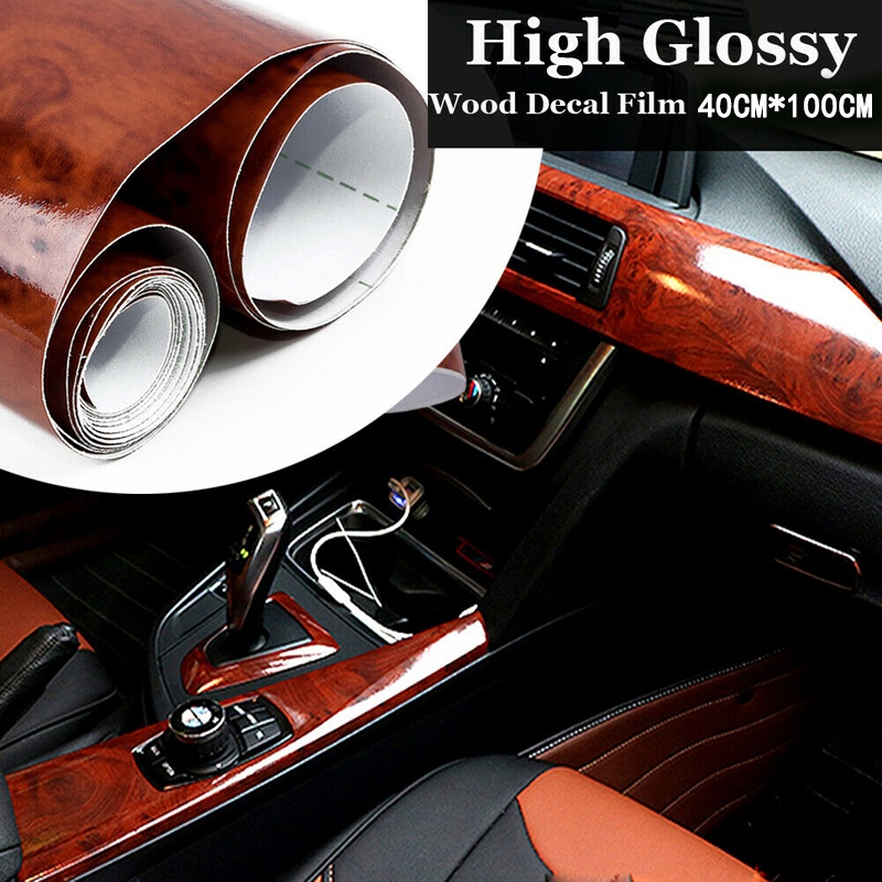 Miếng Dán decal Chống Thấm Nước Họa Tiết Vân Gỗ Trang Trí Xe Hơi 40x100cm