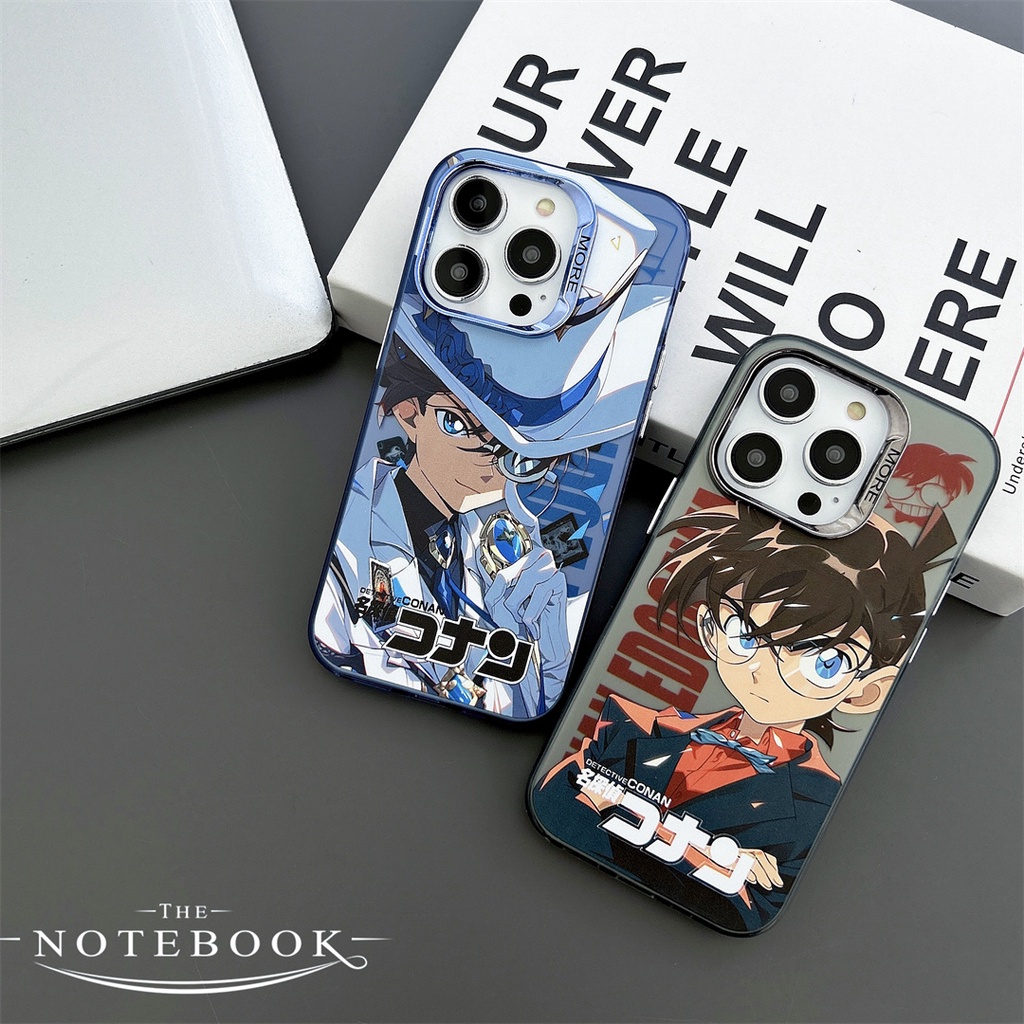 Phim hoạt hình phim hoạt hình Anime thám tử lừng danh Conan Phantom Thief Kidd mạ khung ống kính kim loại vỏ điện thoại silicon IMD thích hợp cho IPhone 14 14Pro 14Max 13ProMax 12 12ProMax 11
