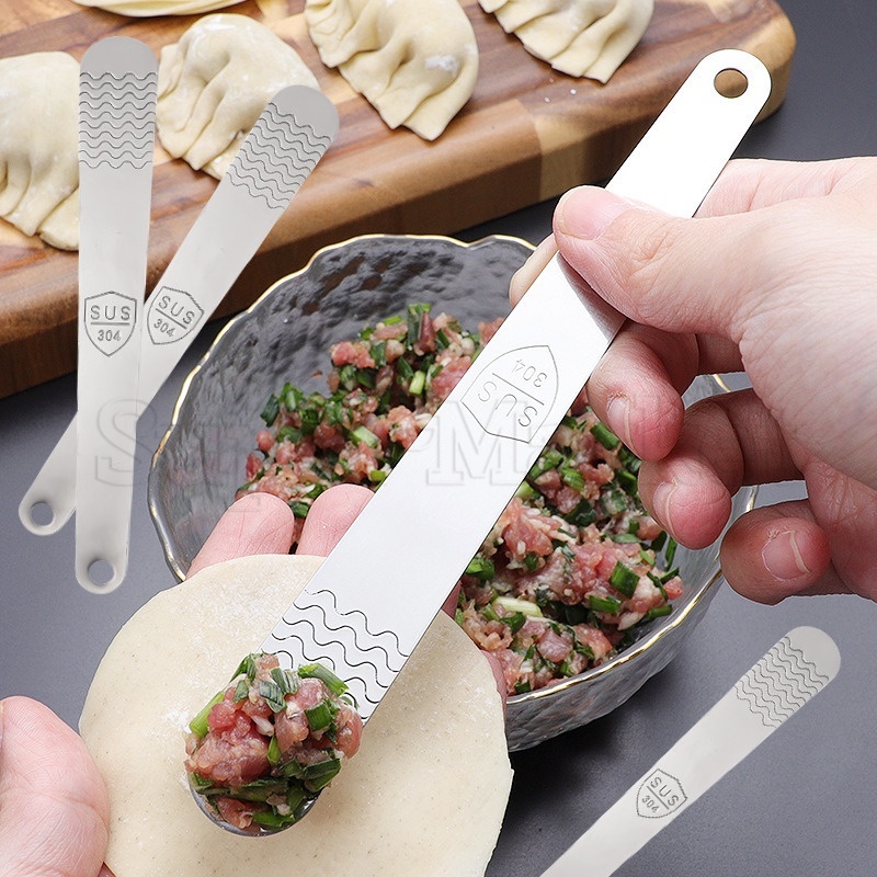 304 thìa chiết rót hoành thánh bằng thép không gỉ / dụng cụ làm bánh bao nhanh đơn giản / dụng cụ nhồi thịt không dính khuấy bằng muỗng phẳng / nước sốt trái cây bơ xẻng bôi