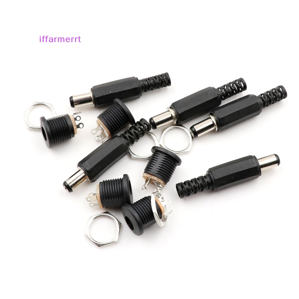 Iffarmerrt 10 chiếc 5.5mm x 2.1mm nam đầu nối phích cắm nguồn dc khóa vít ổ cắm bảng điều khiển nữ vn