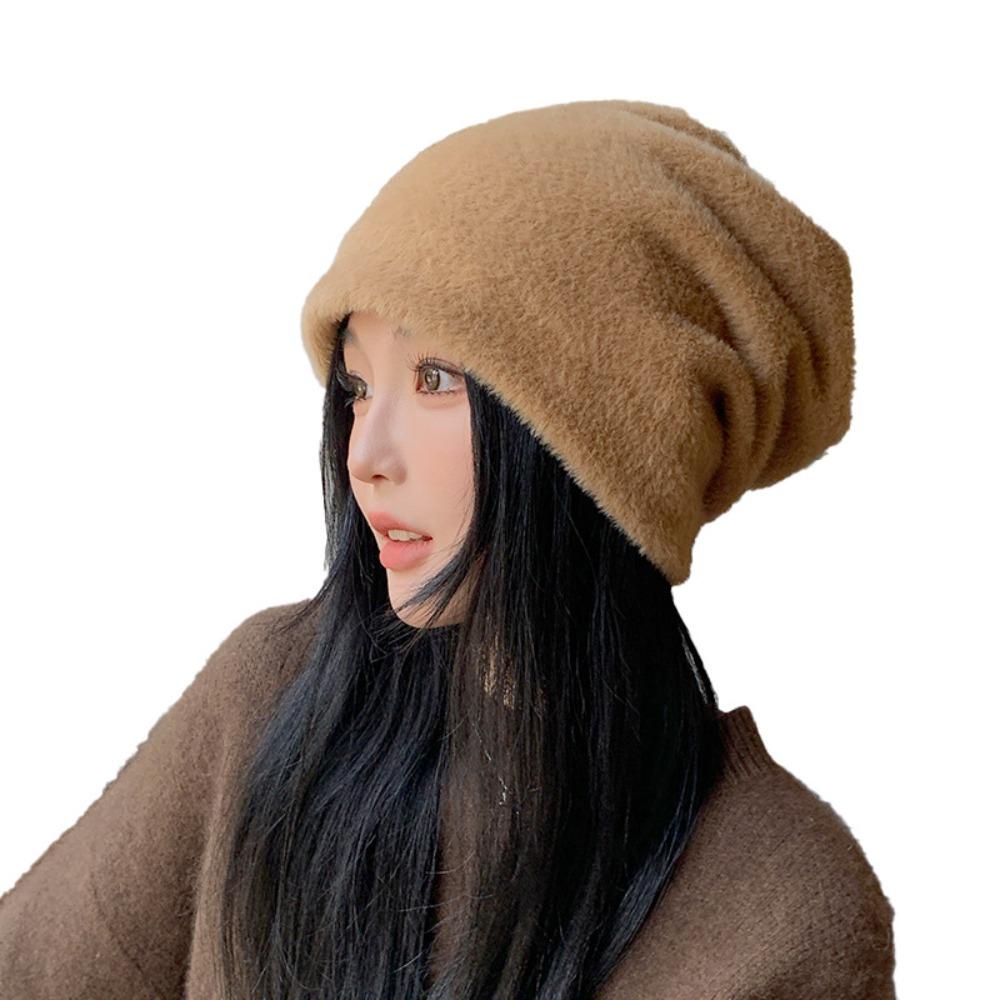 Muvako Mink Mũ Trùm Đầu Bằng Lông Nhung Dày Dặn Màu Trơn Chống Gió Giữ Ấm Tai Cho Nữ