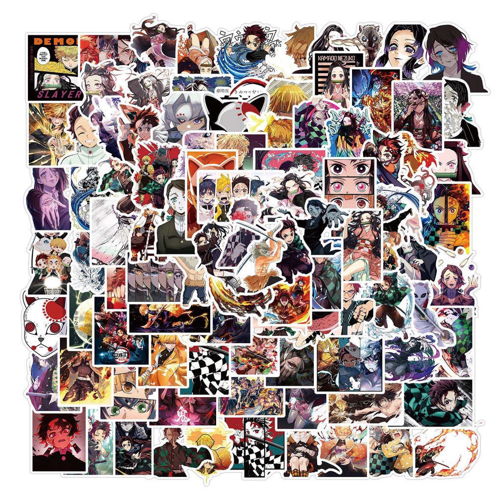 100 cái anime demon slayer: kimetsu no yaiba the movie: mugen train stickers cho mũ bảo hiểm xe đạp tài khoản tay bút chì hộp đề can lanlanstickersworld