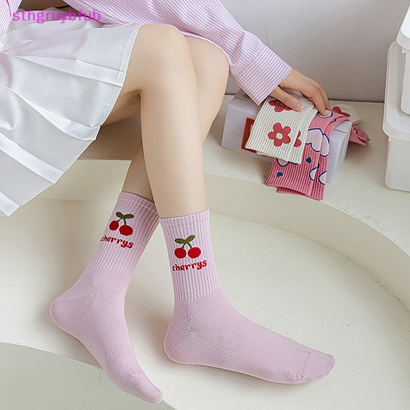 Sthb màu hồng hoa nữ vớ thời trang dễ thương ngọt ngào harajuku vớ bông giản dị hàn quốc nhật bản kawaii girls calcees vn