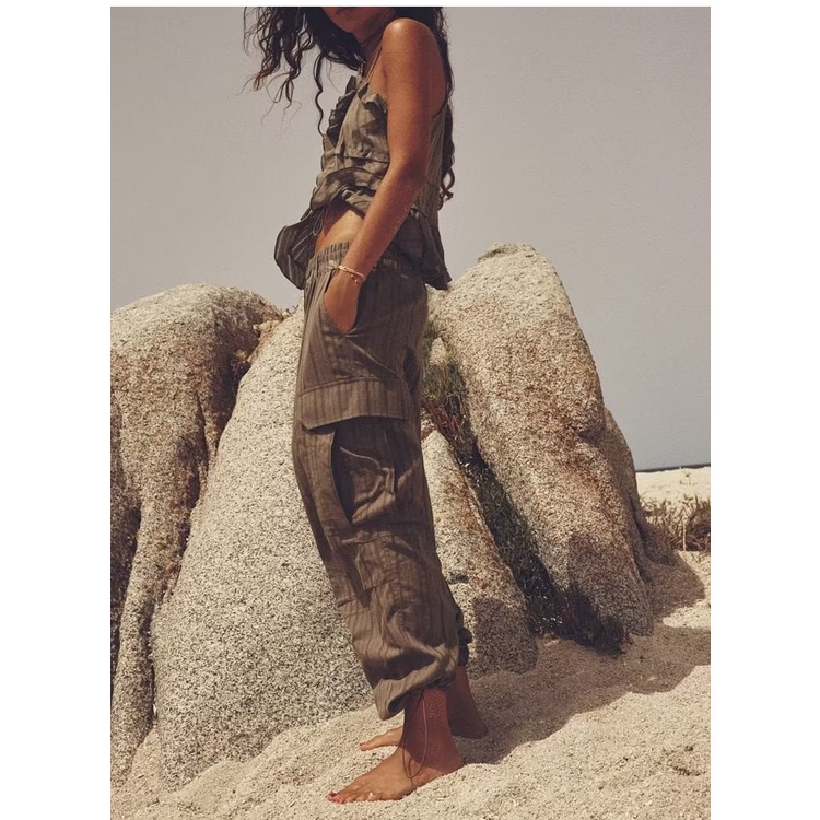 Zara Bộ Áo Lót Nhiều Lớp + Quần Yếm Lưng Cao Thời Trang Mùa Thu Cá Tính7896607 7770607