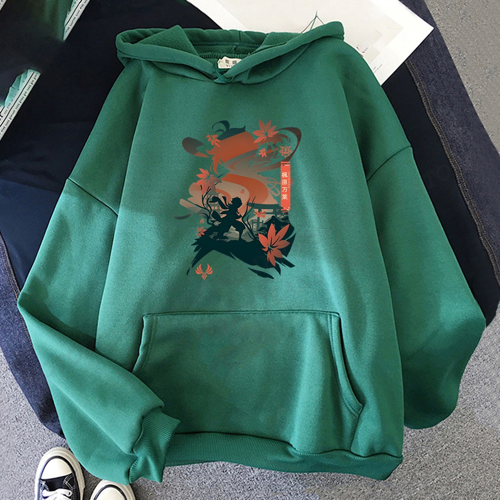 Hoodies hot game genshin impact kaedehara kazuha in áo nỉ nam nữ thời trang áo khoác trung tính áo khoác hoodie quá khổ