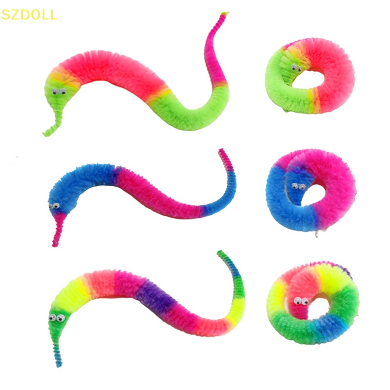 Magic worm prop fuzzy wiggly worm twisty toy caterpillar on a string cat wand trick toy carnival party gift for kids dom