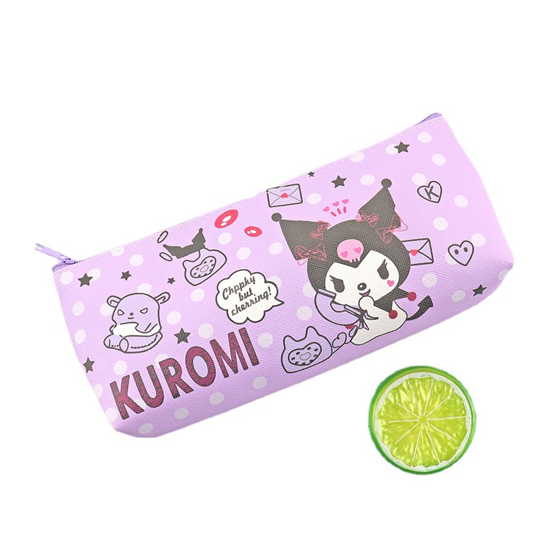 Sanrio Túi Đựng Bút Bằng pu Một Lớp Họa Tiết kuromi Dễ Thương Cho Bé Gái