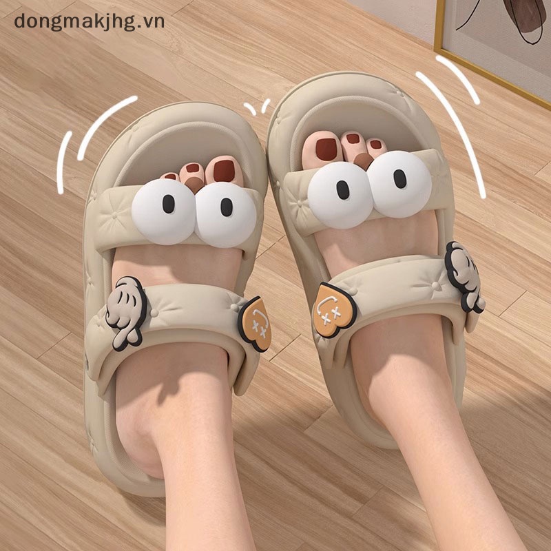 Dép Đế Dày Thoáng Khí Chống Trượt In Hình Chú Chó Mắt To Dễ Thương Cho Nữ