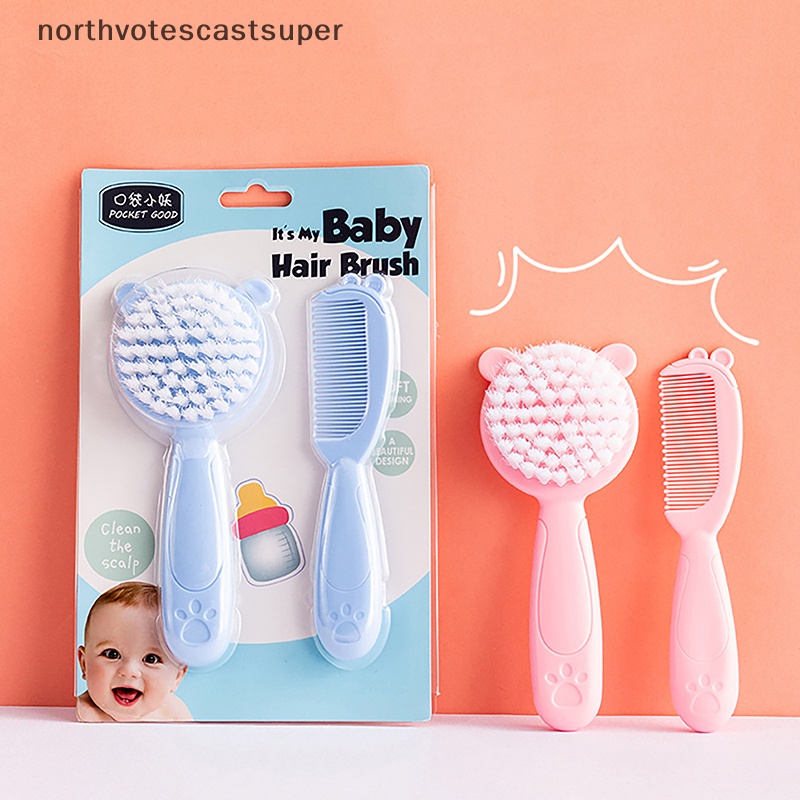 Northvotescastsuper 2 cái lược chải tóc cho bé di động trẻ sơ sinh mới biết đi nylon bàn chải tóc mềm đầu mát xa lược bộ đồ dùng chăm sóc tóc cho bé nvcs