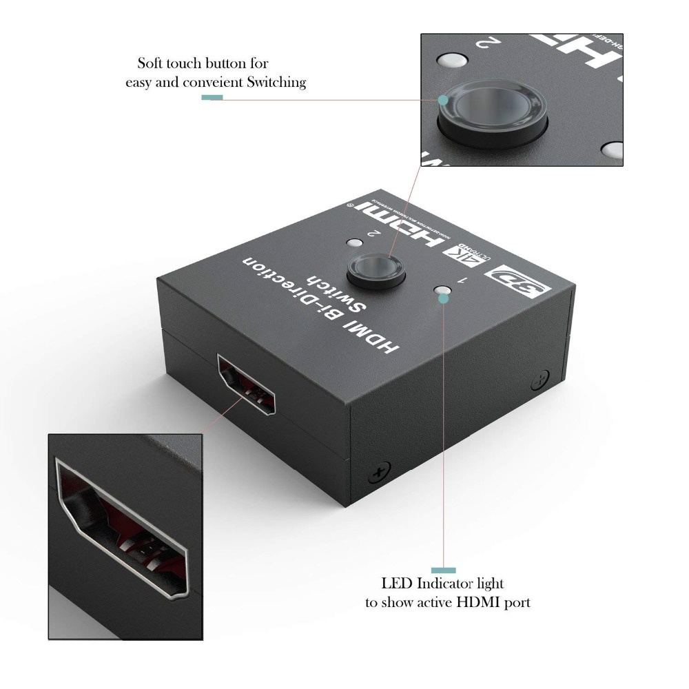Bộ chia hdmi full hd 1080p 3d 4kx2k video hdmi switch switcher 1x2 2x1 split 1 in 2 out amplifier dual display for hdtv