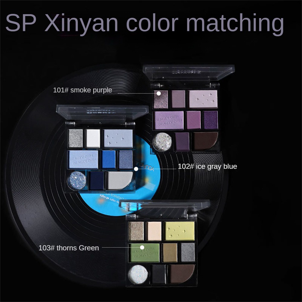 Bảng Phấn Mắt 9 Màu Lì / Nhũ Ngọc Trai / Xanh Lá Retro Lâu Trôi Biya