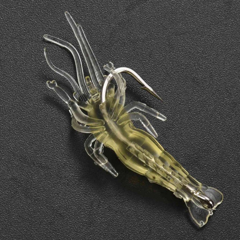 10 Mồi Tôm Giả Câu Cá Phát Sáng Trong Đêm 4cm &amp; 5 Miếng 10.5cm