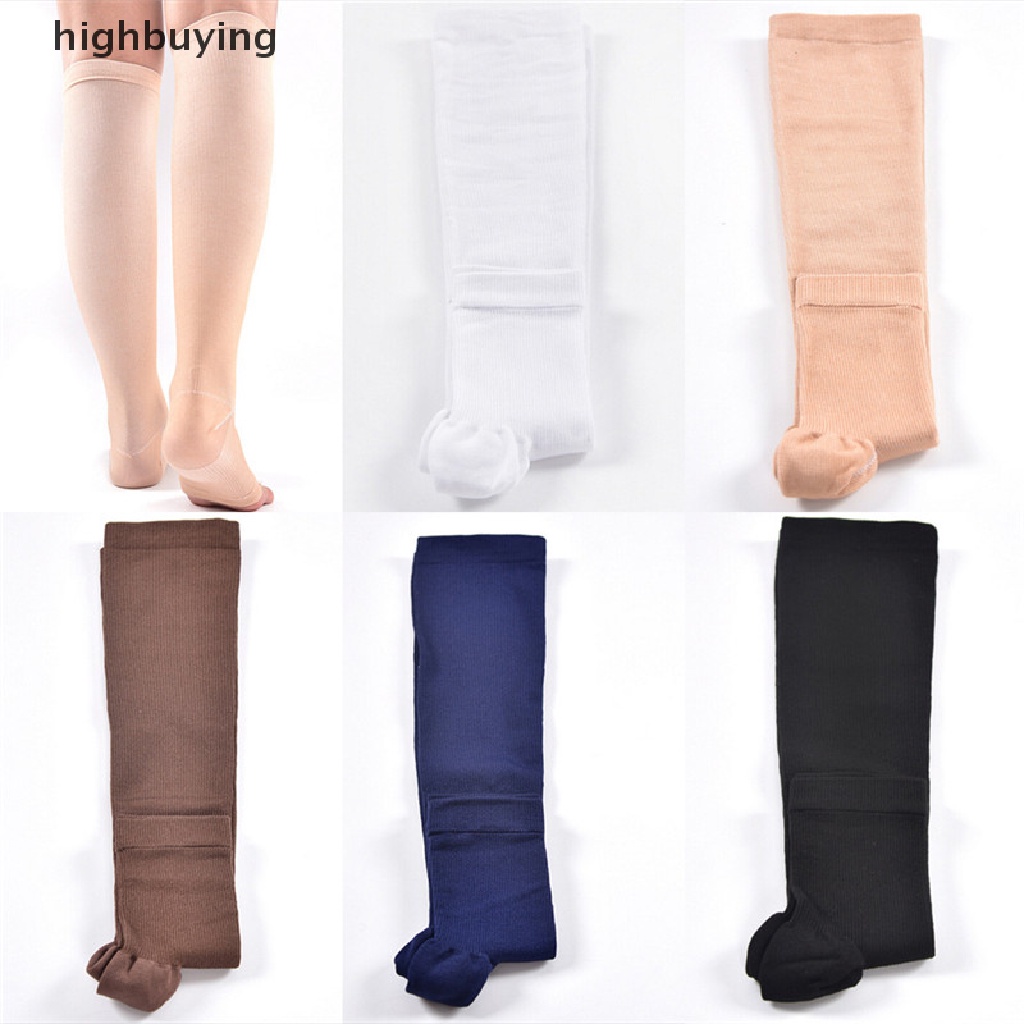 Hbvn Belle Vớ Nén Hở Ngón Chân Co Giãn Hỗ Trợ Đầu Gối