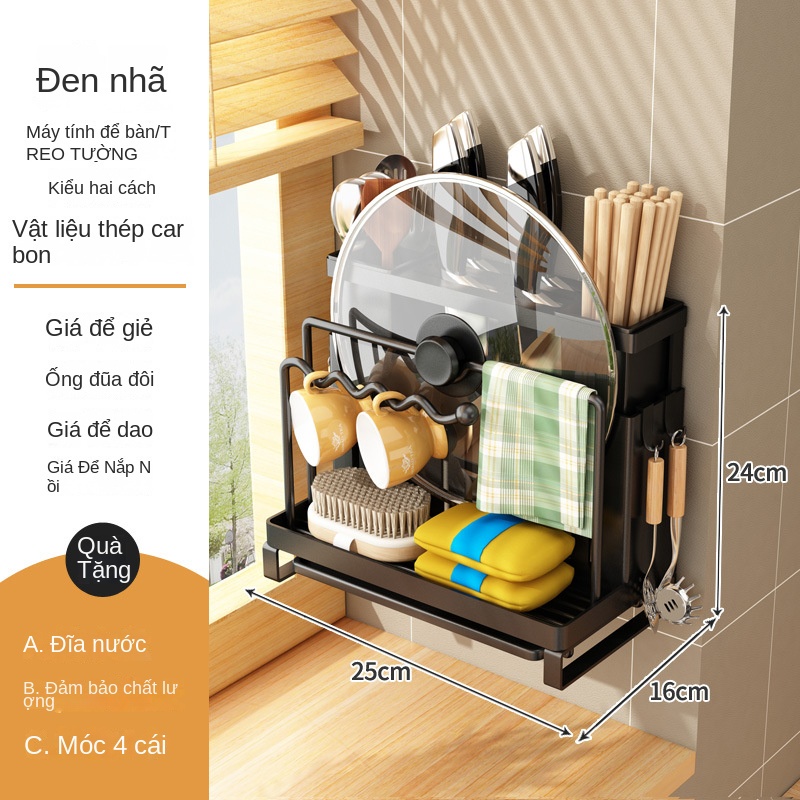 Kệ Cài Dao Thớt, Đựng Đũa / Úp Vung Nồi Đa Năng INOX 304 Cao Cấp Không Gỉ Thế Hệ Mới ,Giá Đỡ Dao / Nắp Nồi Gắn Tường Đa Năng Tiện Dụng Cho Nhà Bếp