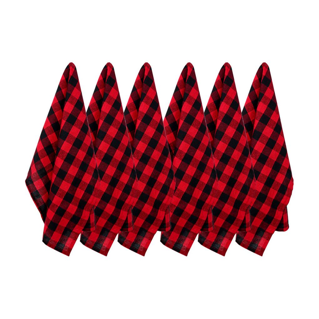 Set 6 Khăn Ăn Cotton Hình Vuông Màu Đỏ Đen Đa Ứng Dụng