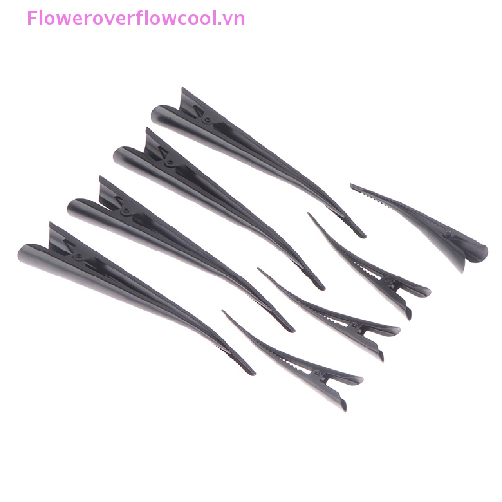 Set 4 Kẹp Tóc Mỏ Vịt / Răng Hoa 12.5cm Bằng Kim Loại Màu Đen