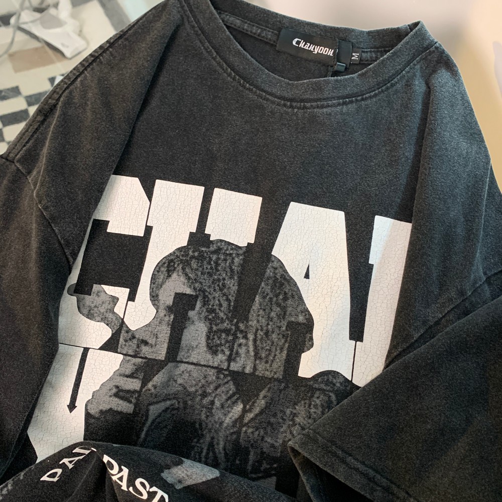 Áo thun NRVP 100% cotton tay ngắn dáng rộng in hình cá tính