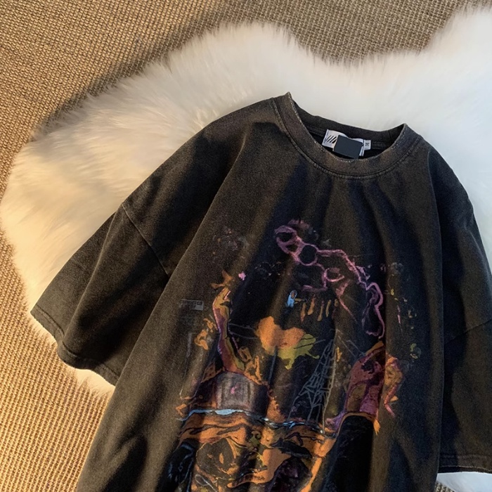 NRVP Mới Áo Thun 100% Cotton Tay Ngắn Dáng Rộng In Hình Cá Tính