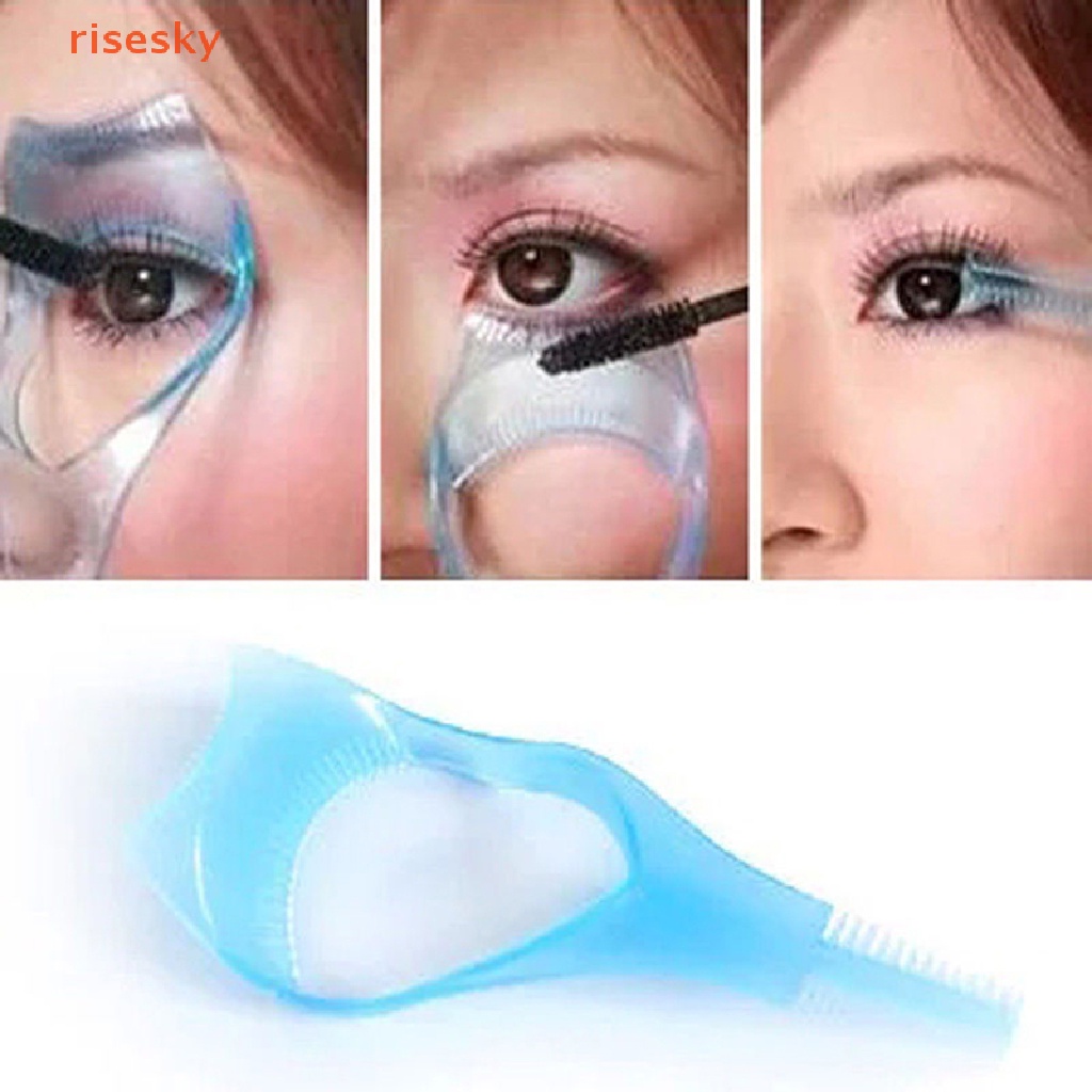 [risesky] Dụng Cụ Làm Đẹp Mascara Bút Kẻ Mắt / Kẻ Mắt / Chuốt Lông Mi Màu Hồng Thời Trang 3 Trong 1 Dành Cho Nữ
