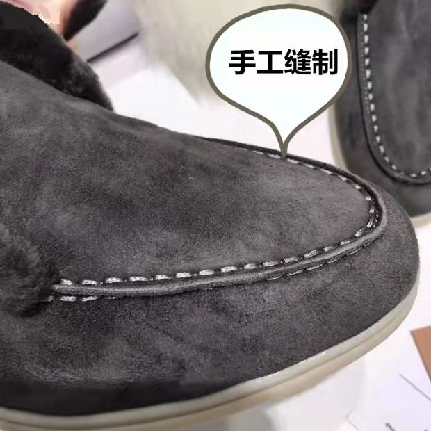 Loro Piana Dép Da Đế Mềm Màu Trơn Đơn Giản Cho Nữ