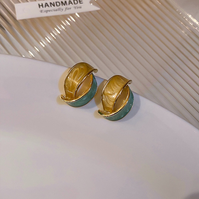 Fancy Khuyên Tai Lủng Lẳng Mặt Hình Học Màu Sắc Tương Phản Dầu Cổ Điển Quyến Rũ Cao Cấp Cho Nữ