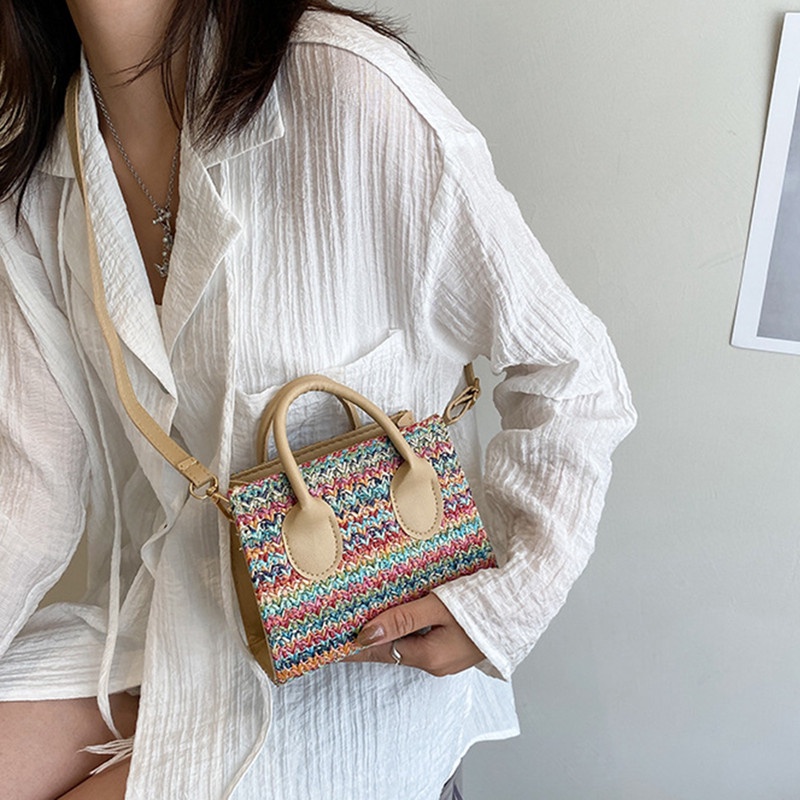 Túi Rơm Đeo Chéo Có Khóa Kéo Thời Trang Cho Nữ