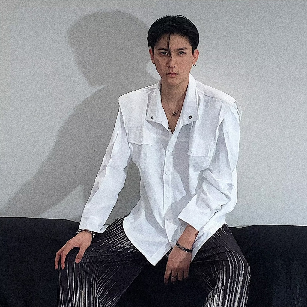 Áo Sơ Mi Tay Dài Dáng Rộng Cổ Bẻ Thời Trang Cao Cấp Cho Nam