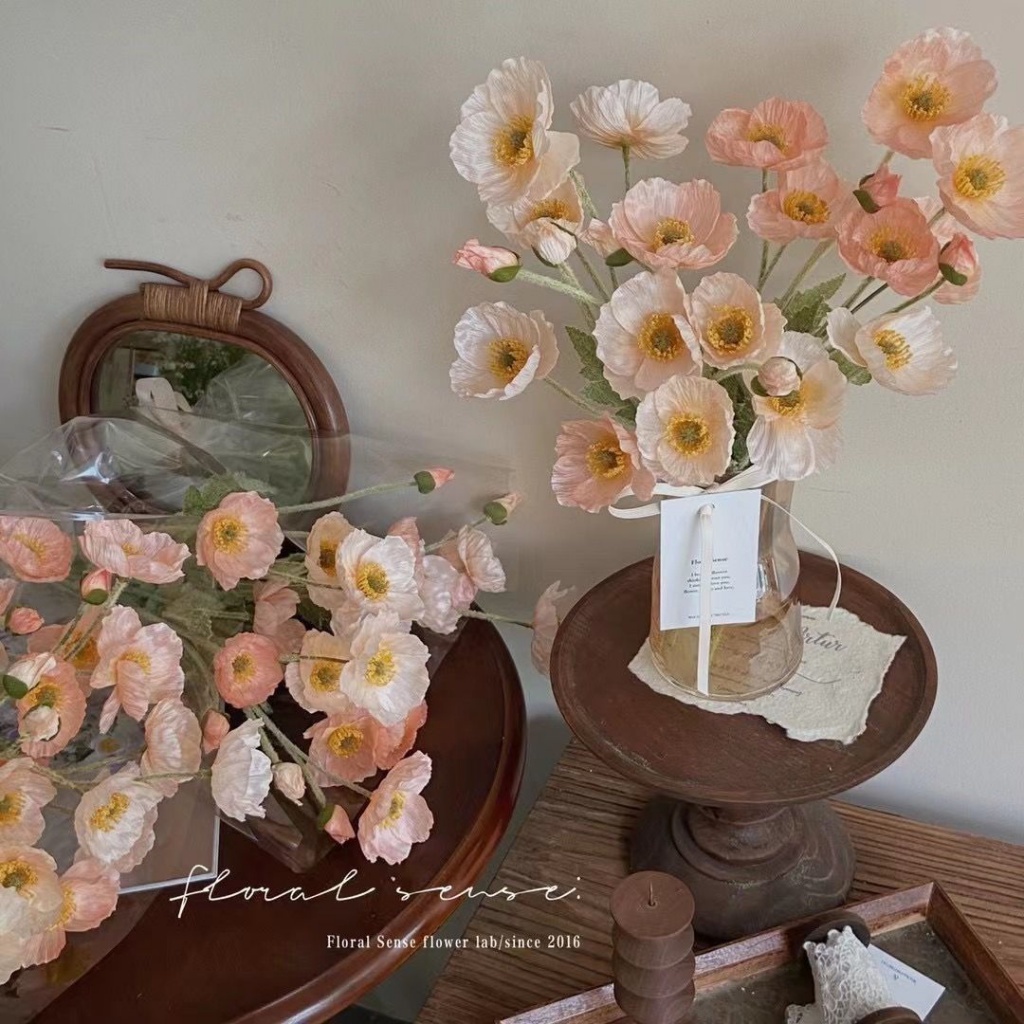 Hoa Poppy Nhân Tạo Có Đóng Gói#Bó Hoa Giả Trang Trí Ngày Của Mẹ#Đạo Cụ Chụp Ảnh Tốt Nghiệp Xinh Xắn Cho Bạn Gái