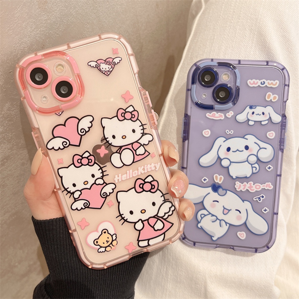 Ốp Điện Thoại Túi Khí Chống Sốc Màu Dạ Quang In Hình Hổ / Hello Kitty Cho iPhone13 14promax12 11 xs xr 78plus