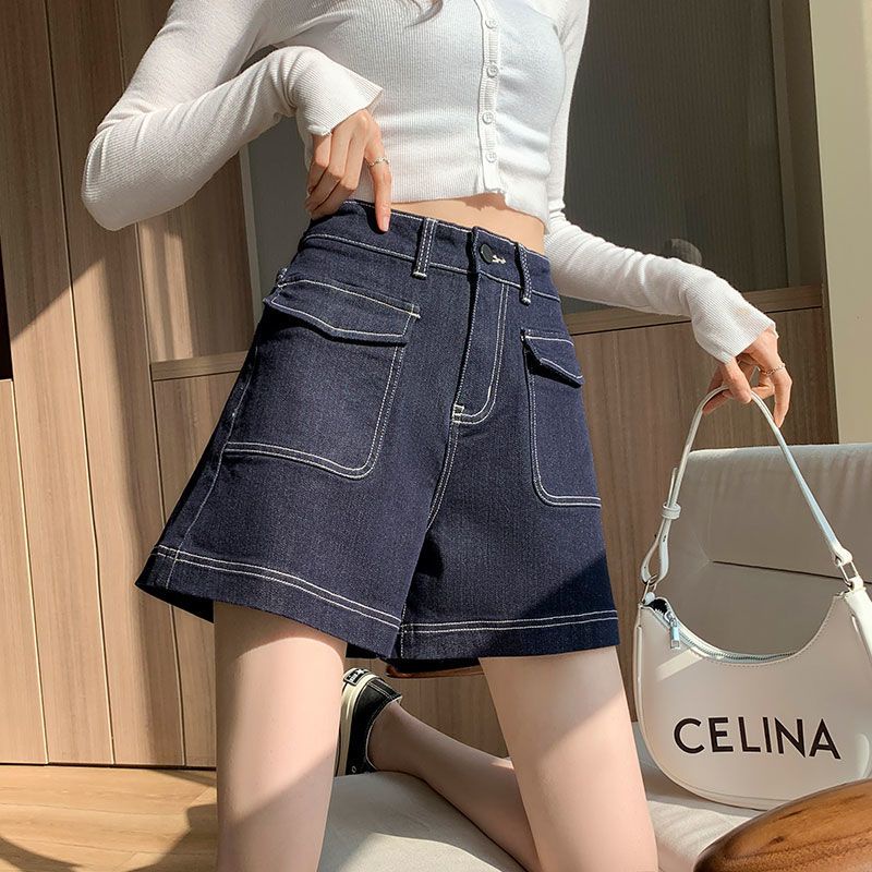 Jiashucheng Quần Short Denim Mỏng Lưng Cao Dáng Chữ a Ống Rộng Thời Trang Mùa Hè Hàng Mới Dành Cho Bạn Nữ