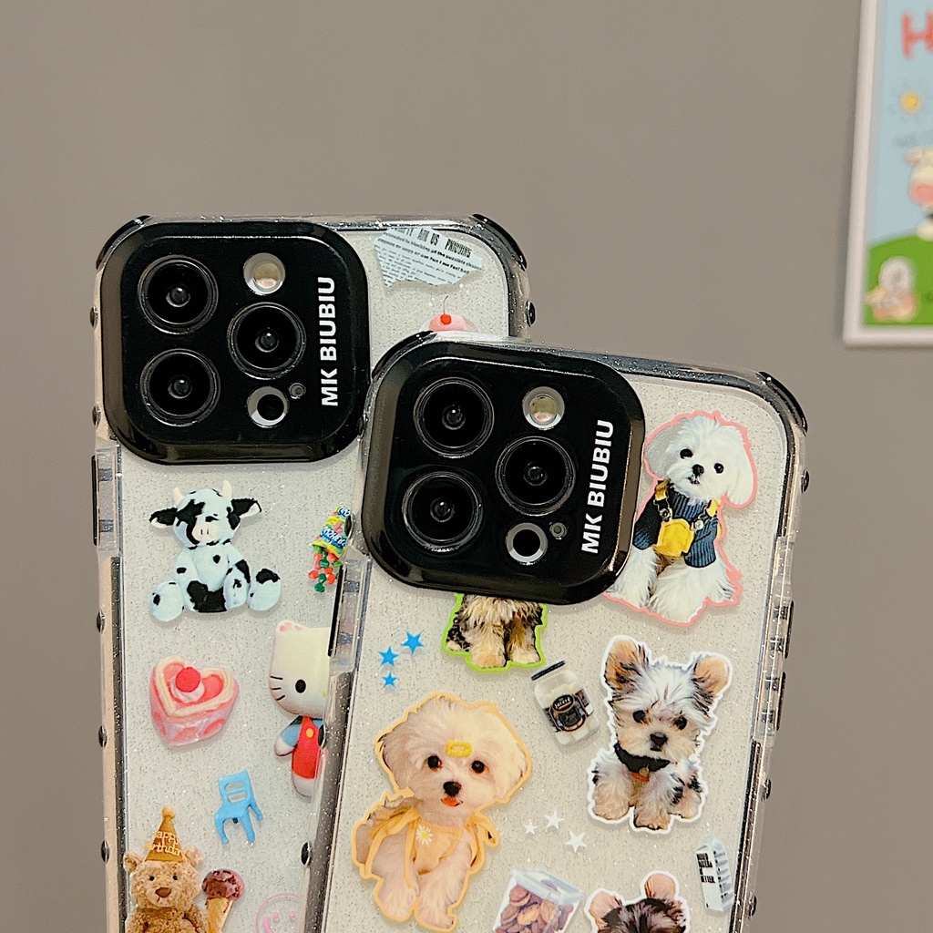 Ốp Điện Thoại TPU Dẻo Trong Suốt Họa Tiết Hoạt Hình Gấu / Mèo Cho iphone 14 13 11 12 Pro Max