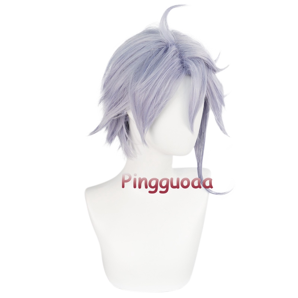 Game Twisted-Wonderland Azul Cosplay Wig Light Blue Short Wigs Heat Resistant Synthetic Halloween Party Wigs + Wig Cap