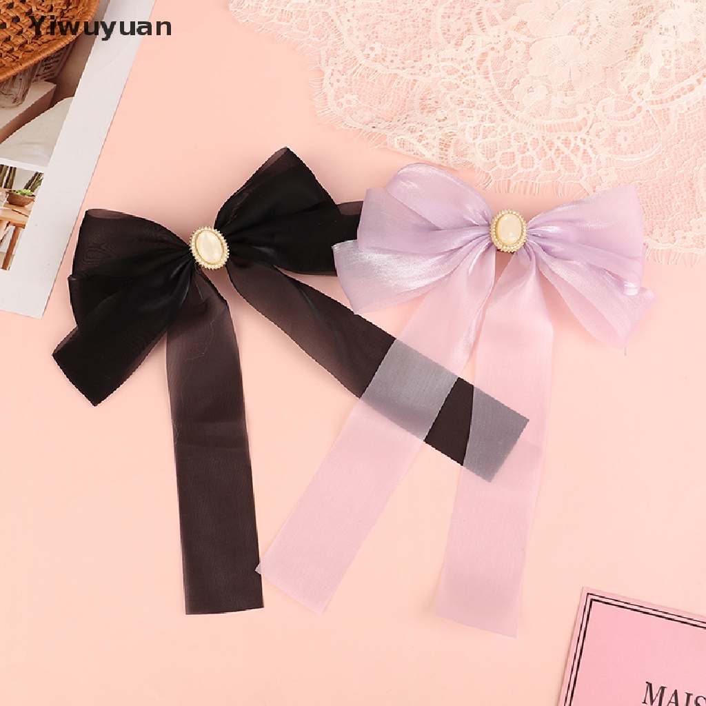 < Yiwuyuan > Kẹp Tóc Hình Nơ Ruy Băng Màu Trơn Thanh Lịch Cho Nữ Giảm Giá