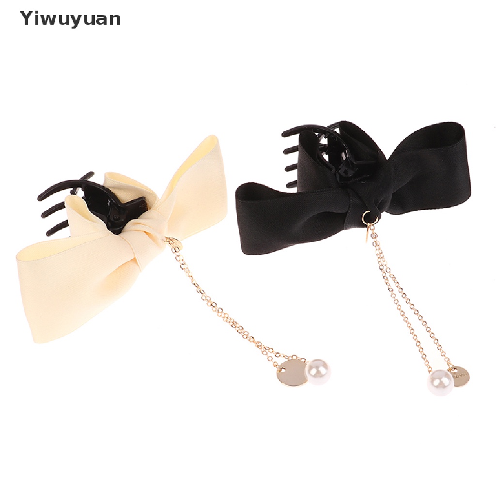 < Yiwuyuan > Kẹp Tóc Càng Cua Đính Hạt Ngọc Trai Và Kim Loại Chiffon Thanh Lịch Ngọt Ngào Trang Trí Tóc