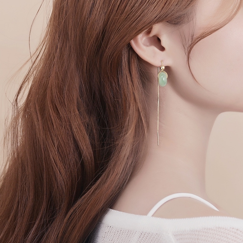 Khuyên Tai Chuỗi Hạt Tròn Mạ Vàng Thời Trang Cho Nữ