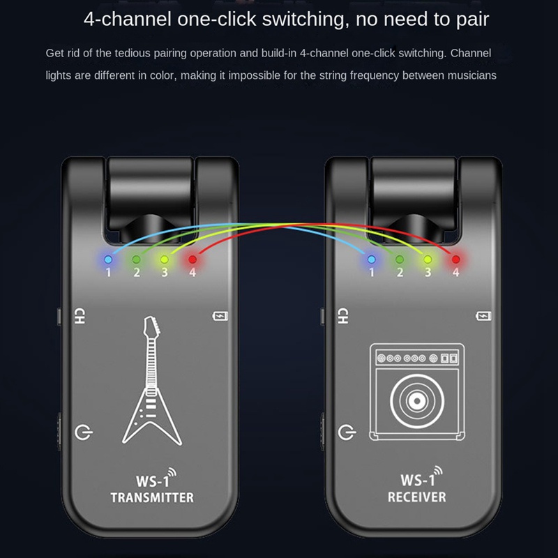 Hệ Thống Truyền Tín Hiệu Pin Lithium Không Dây 2.4G Sạc Được Cho Đàn Guitar Điện / Bass
