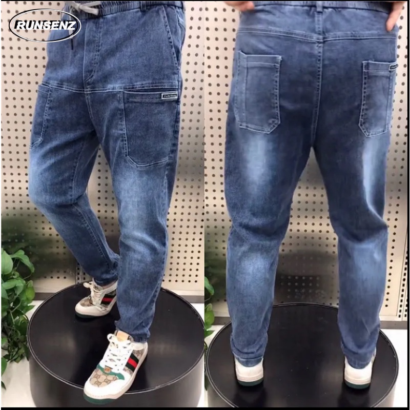 Quần Jean Xanh Nhạt Dáng Ôm Phong Cách Hàn Quốc Plus Size Cho Nam