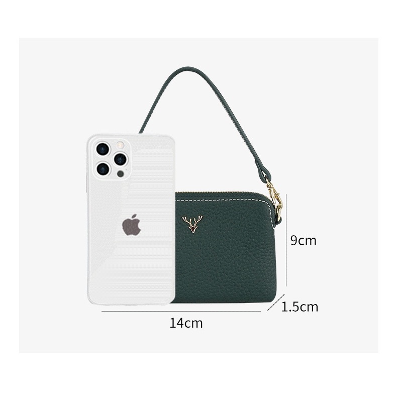 Ví Da Bò Thật Siêu Mỏng Có Khóa Kéo Thời Trang Cho Nữ