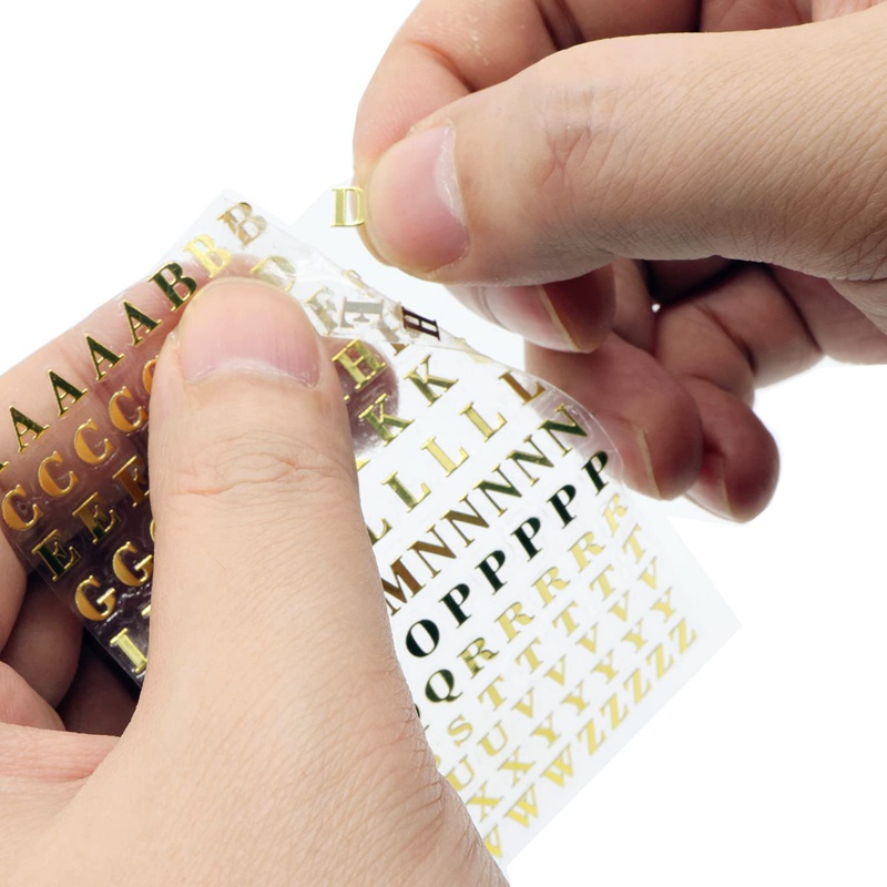 Set 6 Tấm Hình Dán Ký Tự Chữ Cái 0.35 Inch Bằng Hợp Kim Màu Vàng / Bạc