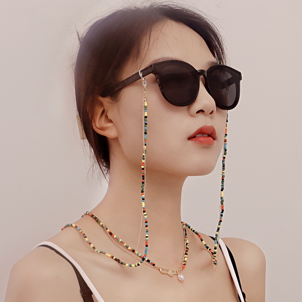 Dây Chuỗi Hạt Nhiều Màu Sắc Đeo Kính Râm Phong Cách Bohemian Mùa Hè Dành Cho Nữ