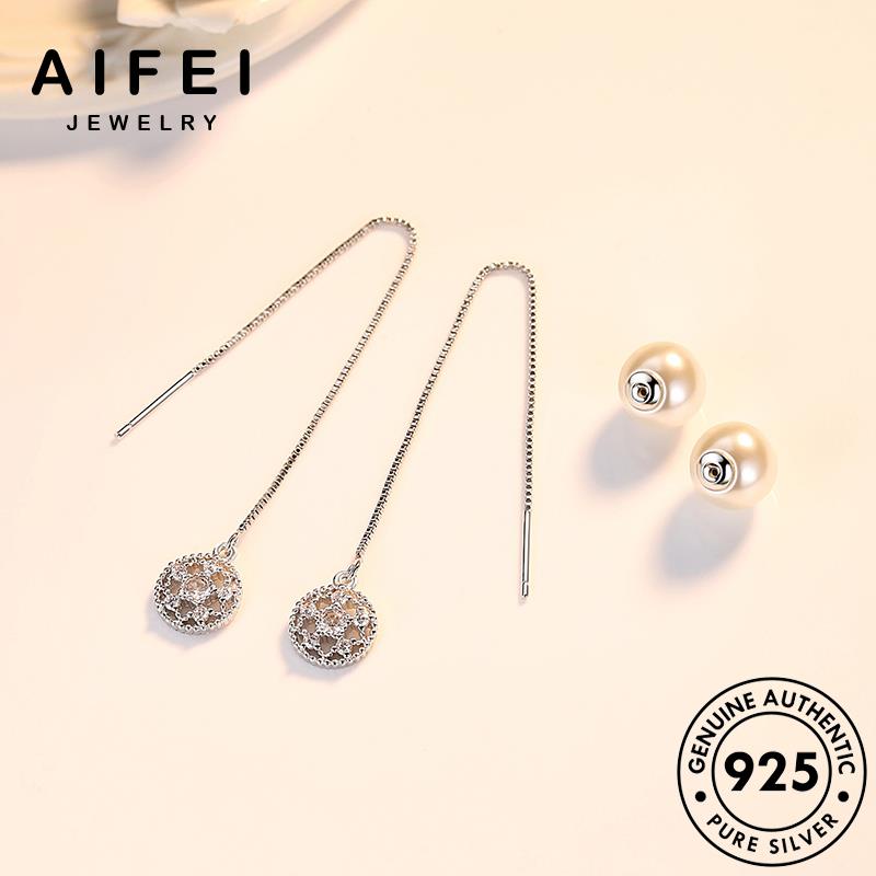 AIFEI JEWELRY tai sen xỏ phụ tua bông tròn thật thời Thời sức vành ngọc trai thời khuyên kiện 925 bản trang bạc nữ quốc nguyên hàn trang hoa E664