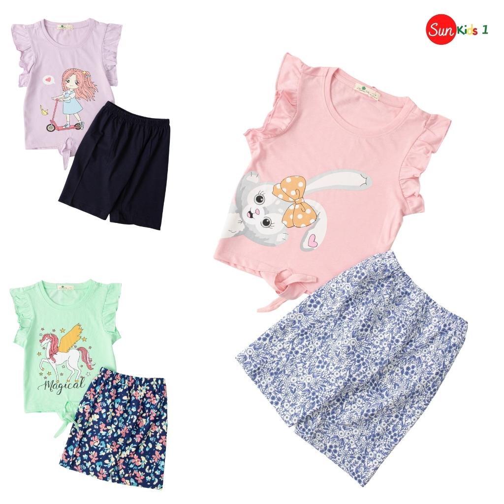 Đồ bộ thun bé gái, size 6-14 tuổi, đồ bộ trẻ em chất cotton, có nhiều màu, size 6-14 tuổi - SUNKIDS1