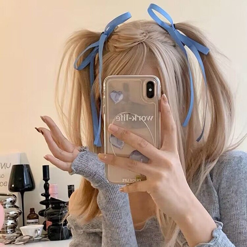 Set 2 Kẹp Tóc Nơ Ruy Băng Dài Dễ Thương Cho Bé Gái timetunnel