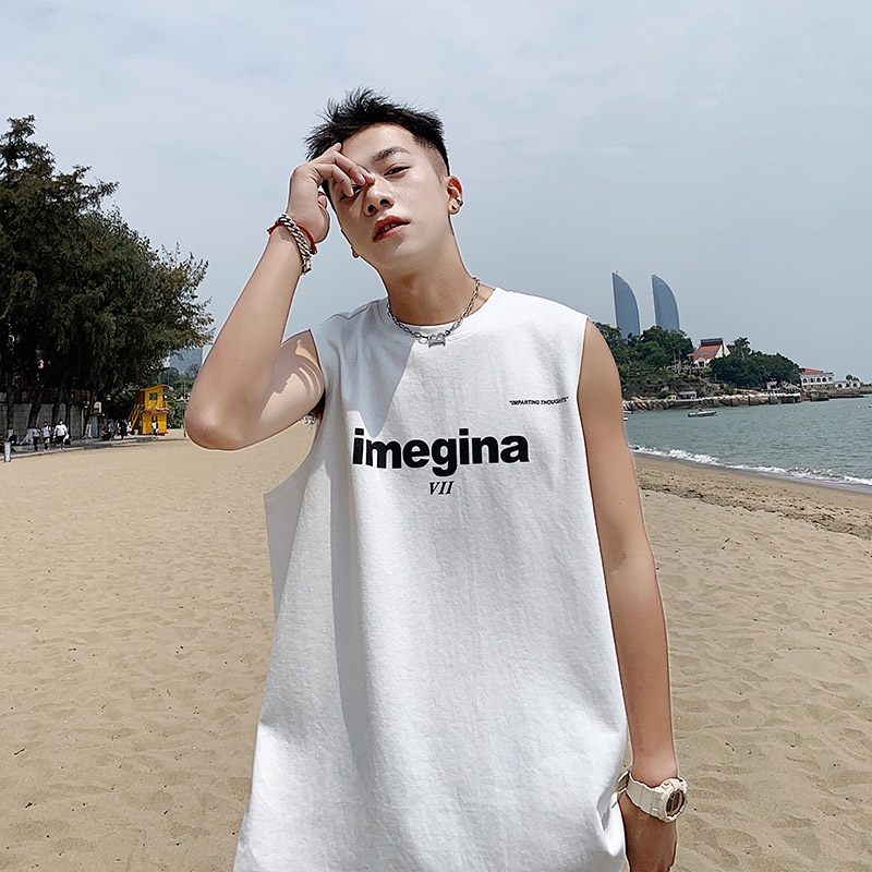 Áo Ba Lỗ In Chữ Phong Cách Nhật Bản Thời Trang Cho Nam size M-5XL