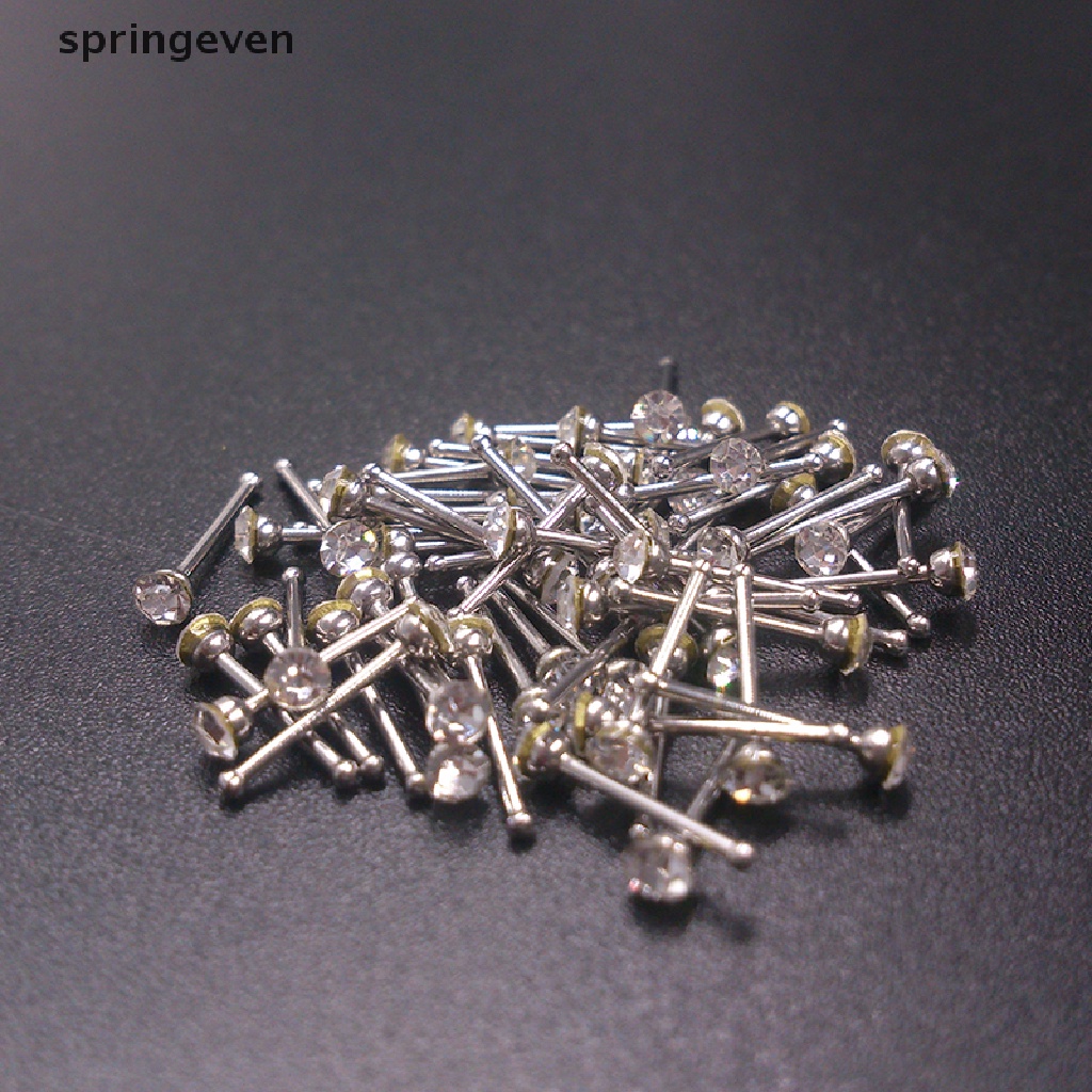 Set 60 Khuyên Mũi Thép Không Gỉ Đính Đá Pha Lê